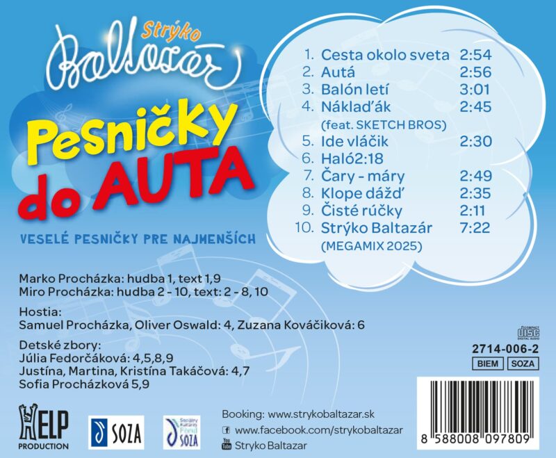 CD Pesničky do auta, zadná strana